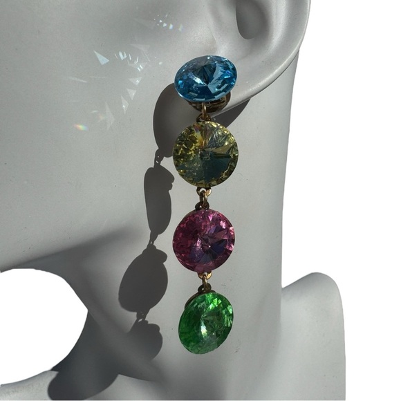 Wendy Gill Jewelry - STUNNING Vintage Wendy Gill Colorful Crystal Rhinestone Dangle Earrings